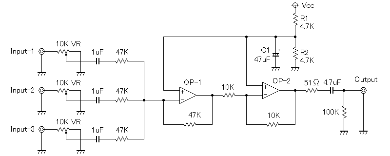 簡単なオーディオミキサー